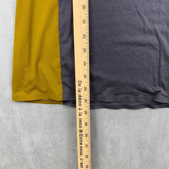 Lululemon Robert Geller Mens Shirt Large Gray Yellow Colorblock Take The Moment - Picture 4 of 6
